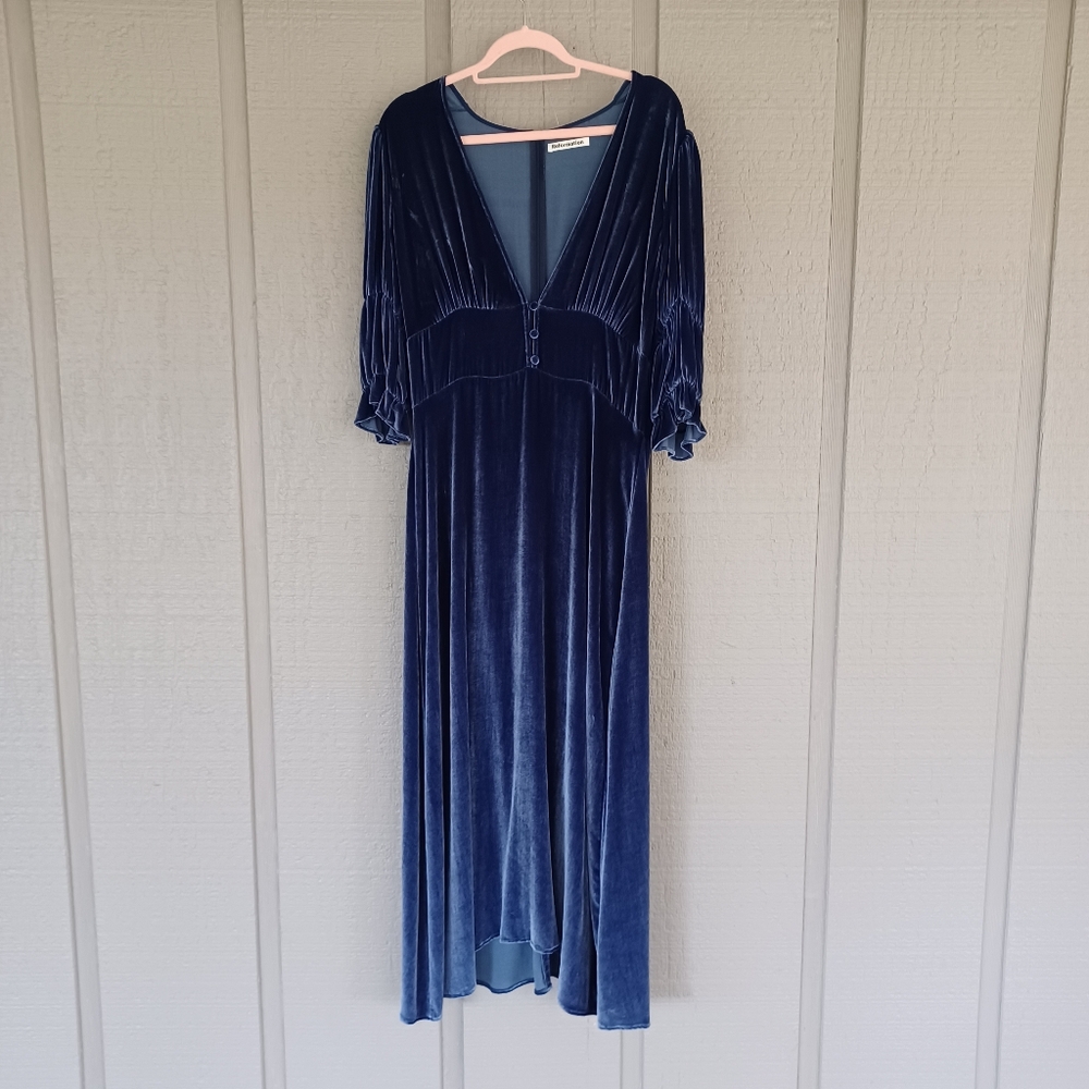 Reformation Blue Velvet Midi Dress